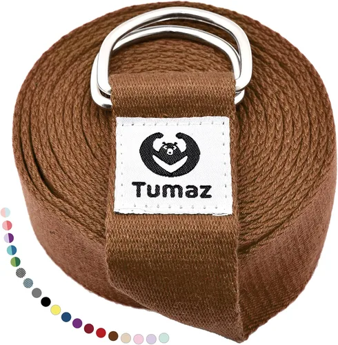 Vista 16 de Tumaz Yoga Strap for Stretching with Adjustable D-Ring, 6/8/10 ft Adjustable D-Ring Soft Cotton Blend 15+ Colors Non-Elastic Yoga Belt for