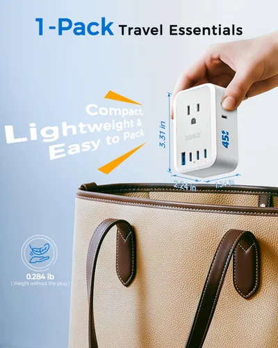 Vista 5 de Adaptador de enchufe tipo E F de 45W, adaptador de enchufe de EE. UU. a Gris blanco