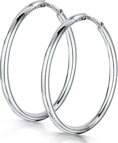 Vista 19 de Amberta® Aretes de plata de ley 925 con círculos finos y sin fin. Tamaño del diámetro: 20 30 40 60 2.953 in