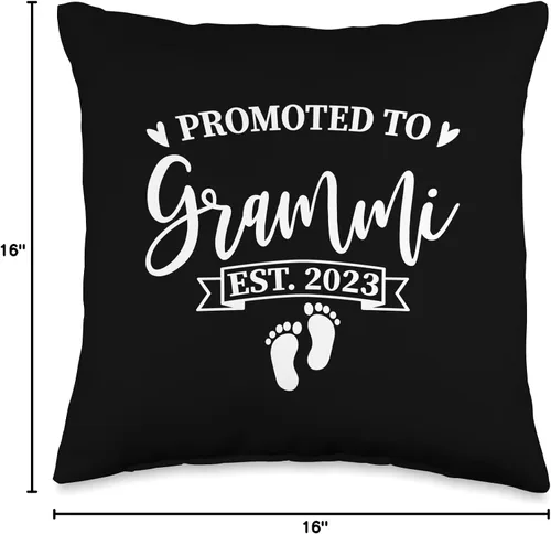 Vista 4 de Smarty Pants Designs Promoted to Grammi est. 2023 - Almohada de regalo para abuela, 16 x 16 pulgadas, multicolor