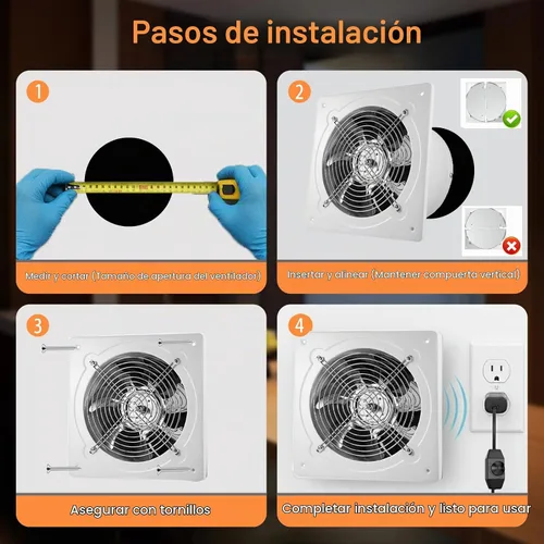 Vista 5 de Ventilador de escape de 6 pulgadas con controlador de velocidad, ventilador de ventilación de montaje en pared