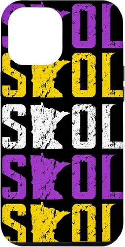 Vista 25 de Funda para iPhone 13 Pro Max SKOL envejecido vikingo vintage morado y amarillo sobre negro
