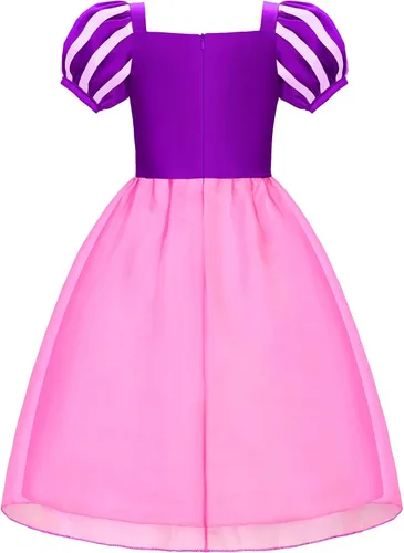Vista 3 de knemmy Rapunzel - Vestido de Rapunzel para niñas, disfraz de princesa, ropa para niñas, Halloween, cosplay, cumpleaños, disfraz