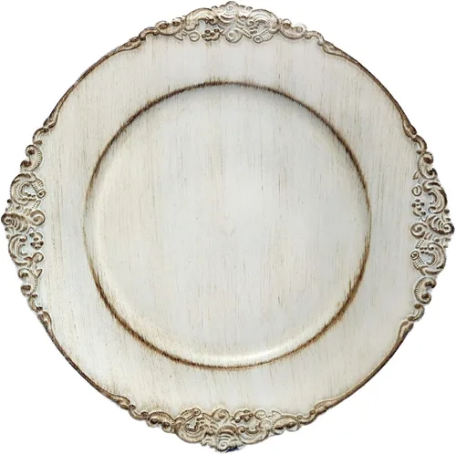 Vista 5 de Tiger Chef Platos Base Redondos Vintage Gris Antiguo para Platos, Platos Base de Recepción de Boda para Configuraciones de Mesa, Platos Base