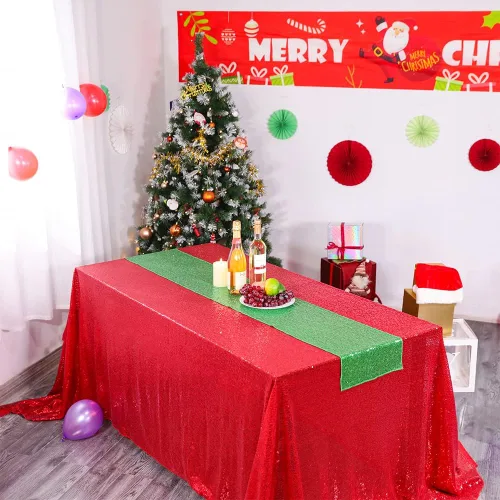 Vista 69 de Manteles redondos de lentejuelas negros para fiestas, de 121,9 cm, mantel redondo de purpurina ajustado, pequeño, lindo y dulce, para boda