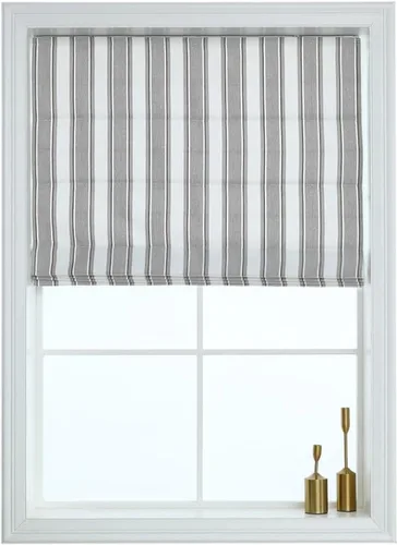 Vista 18 de Everyday Celebration Persianas romanas para ventanas, 100% opacas, sin cordones, rayas verticales, persianas de tela tejida, 26 pulgadas de ancho x