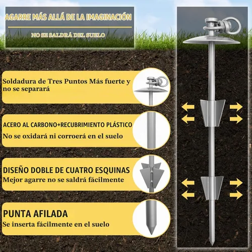 Vista 2 de Estaca de amarre para perro resistente con cable de perro de 10 pies para perros grandes de hasta 150 libras, estaca espiral para perro
