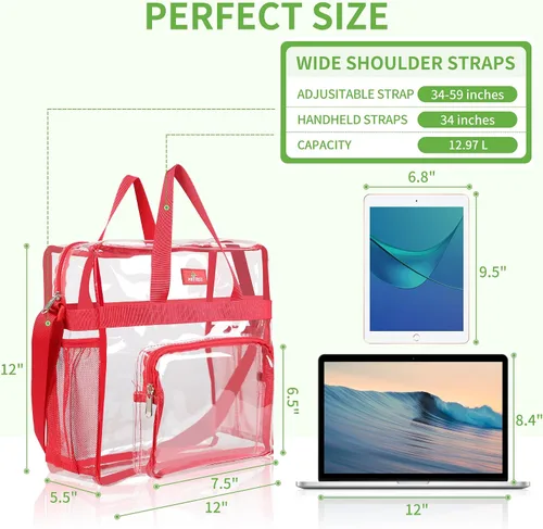 Vista 60 de MAY TREE Bolsa transparente para eventos en estadios de 12 x 6 x 12 pulgadas, bolsa de almuerzo transparente con correas reforzadas para trabajo