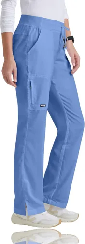 Vista 3 de Grey's Anatomy - Pantalón de uniforme médico de frente plano, con 6 bolsillos, para mujer