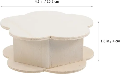 Vista 3 de iplusmile Caja de madera Caja de madera 3 piezas Caja de joyería de madera sin terminar con forma de flor, caja organizadora de almacenamiento