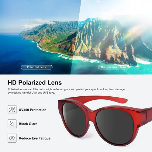 Vista 2 de Gafas de sol polarizadas para mujeres y hombres, de gran tamaño, para conducir, pescar