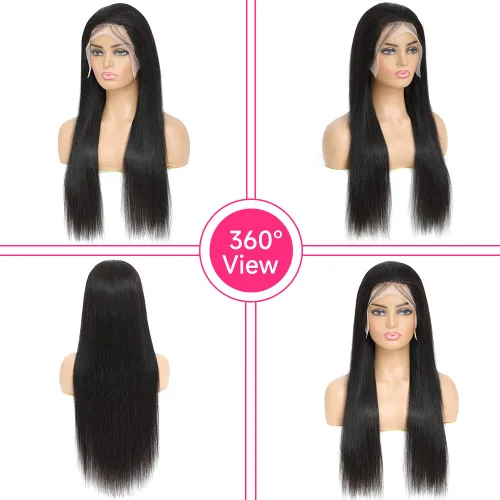 Vista 5 de 20 Pulgadas Pelucas de encaje frontal de cabello humano prearrancadas con cabello de bebé 200 de densidad Real cabello humano liso 13x4 HD Pelucas