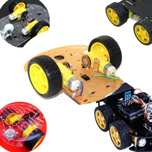 Vista 6 de Mini caja de cambios eléctrica de CC de doble eje con engranaje TT Motor de neumáticos de plástico Rueda DC 3-6V para Ar duino 1:48 Smart Car Robot