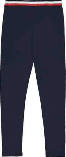 Vista 2 de Tommy Hilfiger Leggings elásticos de jersey para niñas, pantalones de longitud completa con logotipo clásico