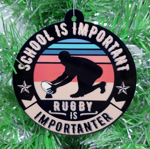 Vista 2 de Ornamento de rugby: la escuela es importante, pero el rugby es importante