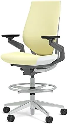 Vista 4 de Steelcase Gesture 442 - Taburete de tela berenjena, respaldo envuelto, marco ligero