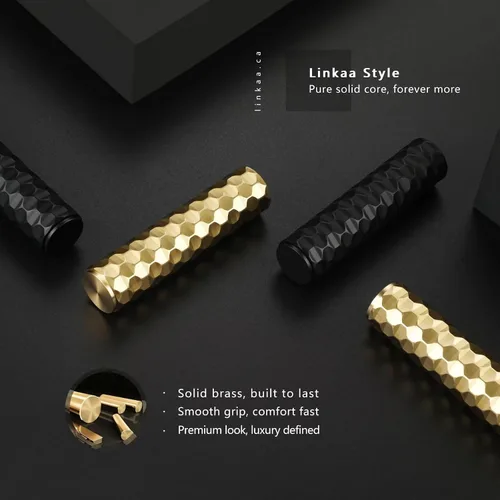 Vista 6 de Linkaa 2 Pack丨 Black Gold Dummy Door Handle Lever Knob for Closet Indoor Interior Dummy Door Pull for French Doors丨Reversible Levers丨No-Turning No