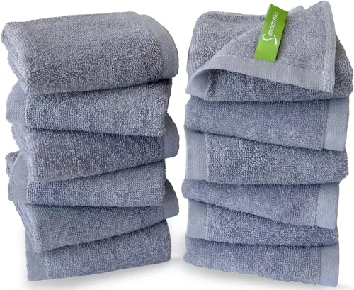 Vista 10 de Paquete de 12 paños de 13 x 13 pulgadas, extra absorbentes, suaves, multiusos, para lavar ropa y cara (azul)