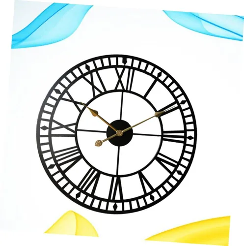 Vista 2 de Amosfun 1pc Roman Numerals Iron Art Wall Clock Silent Timepiece for Home Decor Stylish Clock for Living Room Bedroom Office