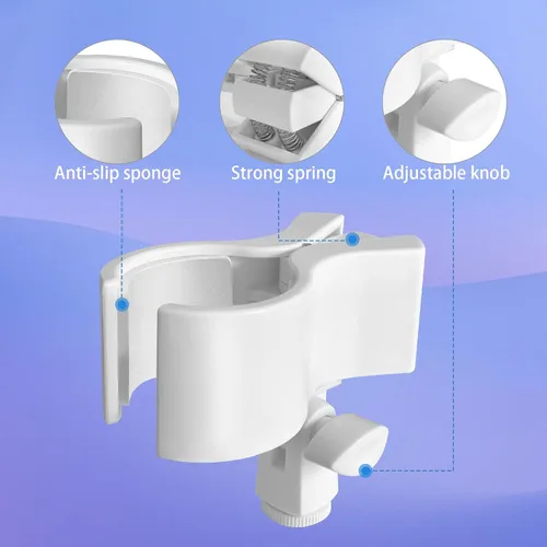 Vista 2 de BILIONE 1 pieza de clip versátil para micrófono, soporte ajustable para micrófonos con diámetro exterior entre 32mm y 60mm, con adaptador de Blanco