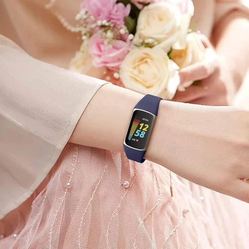 Vista 8 de Maledan Compatible con bandas Fitbit Charge 5 para mujeres y hombres, correa delgada transpirable de silicona suave para deportes, accesorios