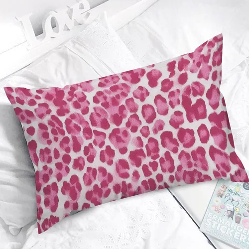 Vista 5 de ArogGeld Funda de cojín lumbar con estampado de guepardo rosa intenso, almohada con estampado de leopardo fucsia para decoración de granja, funda