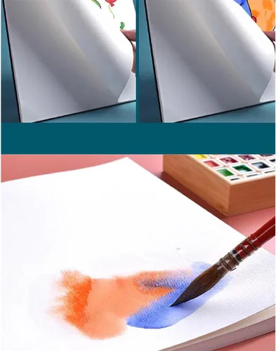 Vista 2 de RGBMIX Cuaderno de acuarela de 8 x 11 pulgadas, 140 libras/300 gsm, 24 hojas, diseño en espiral, páginas sin deshilachar, papel de prensa en frío
