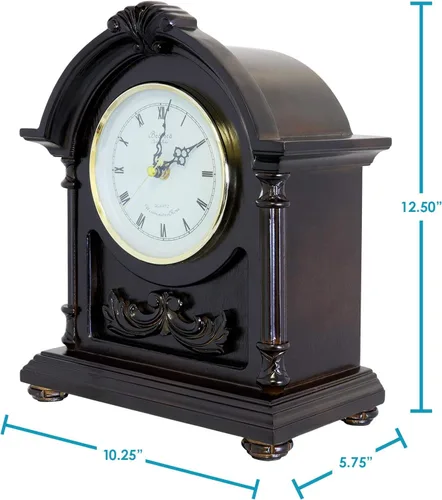 Vista 3 de Bedford Clock Collection Reloj de repisa de madera con campanillas