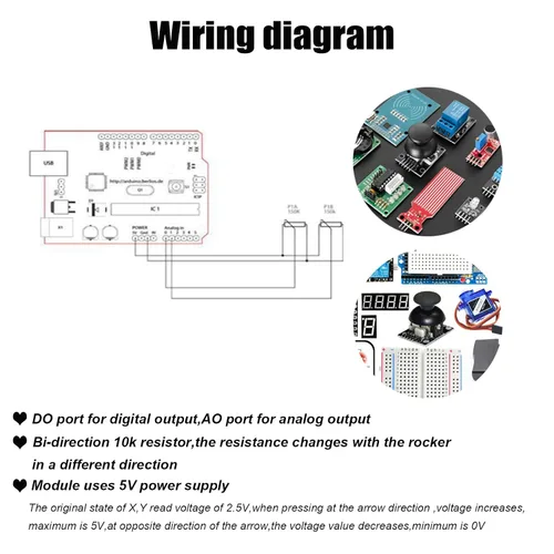 Vista 3 de Diitao 5PCS Dual-axis XY Joystick ModuleJoystick Game ControllerGame Joystick Lever Sensor Breakout Module Replacement Joystick Analog Thumb Stick