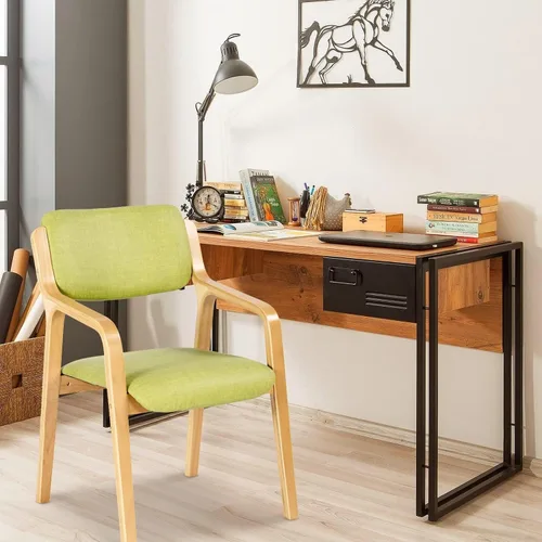 Vista 5 de CLATINA Sillas de comedor, sillas de comedor modernas de mediados de siglo, sillas de cocina tapizadas de tela con brazos y patas de madera maciza