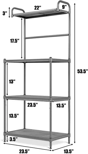 Vista 3 de Giantex Estante para panaderos de 4 niveles, estante de almacenamiento de cocina, soporte para horno de microondas, estantes metálicos de alambre