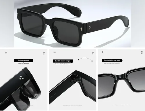 Vista 2 de GOBIGER Gafas de sol cuadradas de moda para mujeres y hombres, anteojos rectangulares de moda gruesos