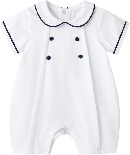 Vista 9 de pureborn Mameluco náutico de una pieza para bebés, niños y niñas, conjunto de playa, ropa de verano de 0 a 24 meses All Star