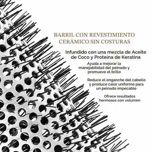 Vista 4 de Cricket Cepillo térmico de coco ultra suave, barril de cerámica de 1.5 pulgadas, aceite de coco y queratina, cerdas antiestáticas resistentes al