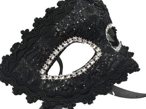 Vista 5 de Geek-mDisfraz para Halloween Encaje Con Rhinestone de máscara veneciana mujer Masquerade Máscara