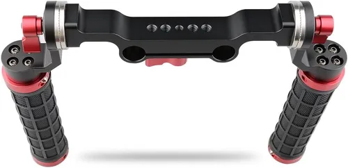 Vista 6 de CAMVATE Soporte de hombro con mango de goma con accesorio estándar de roseta para DSLR (rojo, rosca M6, 1.252 in) - 1472