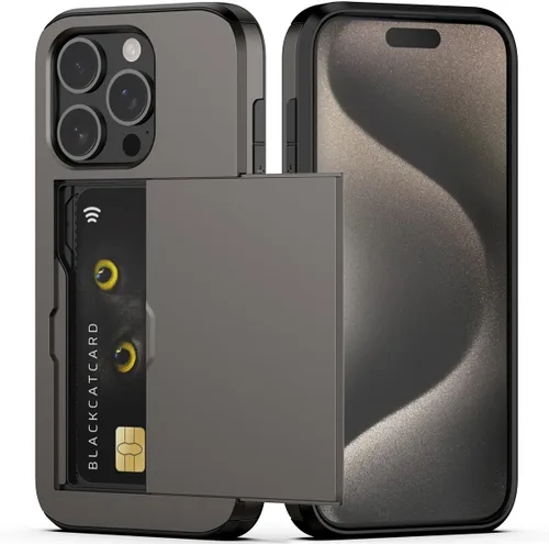 Vista 50 de Nvollnoe Compatible con iPhone 15 Funda con ranura para tarjetas, resistente, protectora de doble capa, a prueba de golpes, ranura oculta