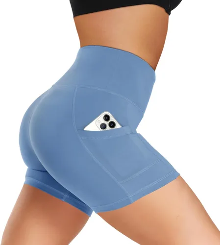 Vista 10 de Biker Shorts for Women with Pockets - 8"/5"/3" Booty Black Spandex Shorts Verde militar