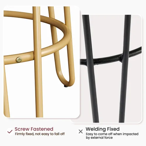 Vista 9 de Yaheetech - Juego de 2 taburetes de bar, taburetes de terciopelo con patas de metal dorado, color negro Counter Height Bar Stools with Foam Seats