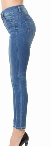 Vista 2 de Little Vintage Girls Wax - Pantalones de mezclilla para mujer con texto en inglés "I Love You" con levantamiento de glúteos, tiro alto, longitud