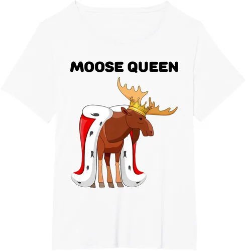 Vista 28 de Moose Queen Camiseta para niñas amantes de los alces Camiseta de alce para mujer, Blanco