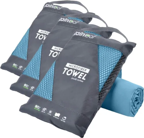 Vista 33 de Toalla de microfibra Rainleaf perfecta para viajes y gimnasio y camping. Secado rápido - Super absorbente - Ultra compacta - Liviana. Adecuada