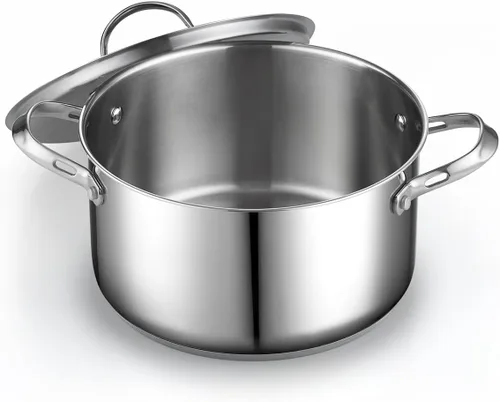 Vista 9 de Cooks Standard Olla de Acero Inoxidable 18/10 de 6 Cuartos de Galón, Olla Clásica Profunda para Cocinar Conservas Utensilios de Cocina Horno