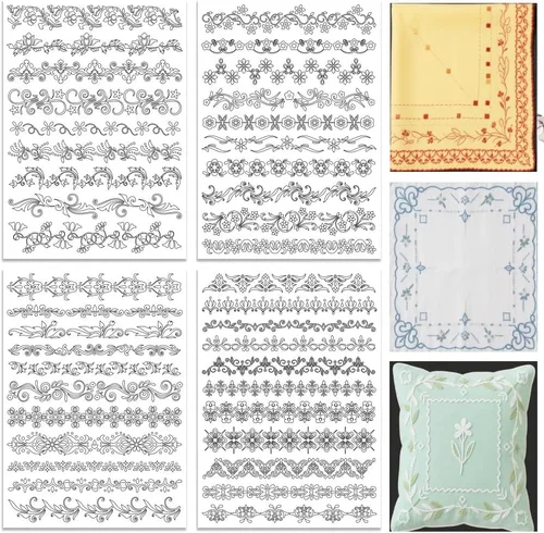 Vista 18 de ORIGACH 4 Hojas Grandes de Estabilizadores de Bordado Solubles en Agua de Otoño, Papel de Bordado de Hojas de Calabaza y Setas para Costura a Mano