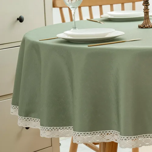 Vista 34 de EHouseHome Mantel de lino sintético con ribete de encaje, impermeable, a prueba de derrames, resistente a las manchas, sin arrugas, a prueba