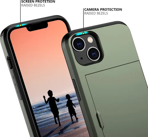 Vista 20 de Nvollnoe - Funda para iPhone 14 con tarjetero [tienda de 5 tarjetas] Negro - Almacenamiento más grande