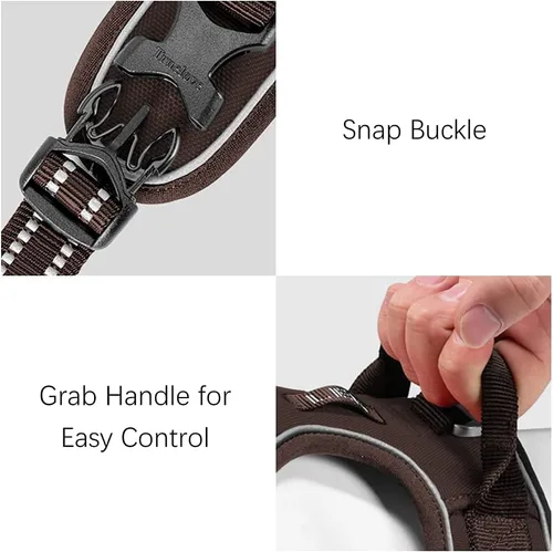 Vista 8 de Arnés sin tirones para perro, arnés reflectante con asa y clip frontal, arnés acolchado para perro para cachorros, perros medianos y grandes, 3