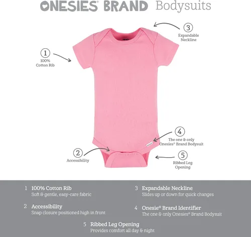 Vista 6 de Onesies Brand baby-girls 8-pack Short Sleeve Mix & Match Bodysuits