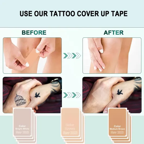 Vista 3 de 2023 Nueva cubierta de tatuaje, cinta, parches, hojas de parches, cinta de ocultación de cicatrices, impermeable, dura de 3 a 7 días, cinta