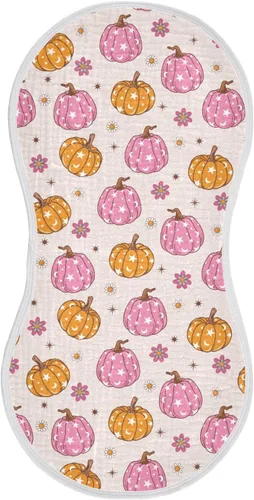Vista 8 de Muslin Baby Burp Cloths, Retro Pumpkin 70s Hippie Muslin Washcloths Baby Bibs Rags Comfy Soft Absorbent in for Newborn Boys and Girls 4 Piece 22 x